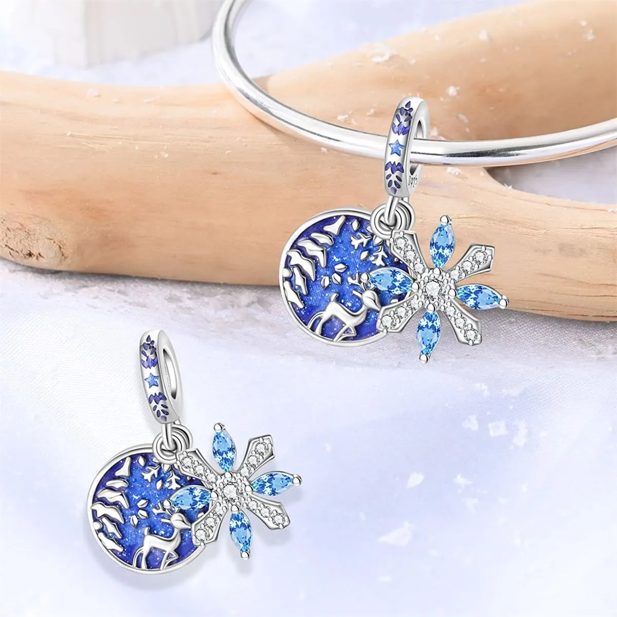 TINSLO Bead Charm in Argento Sterling 925 con Cubic Zirconia per Braccialetti e Collane Europee - immagine 2