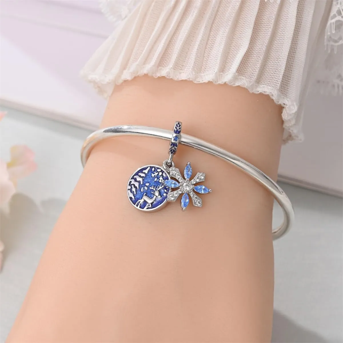TINSLO Bead Charm in Argento Sterling 925 con Cubic Zirconia per Braccialetti e Collane Europee - immagine 4