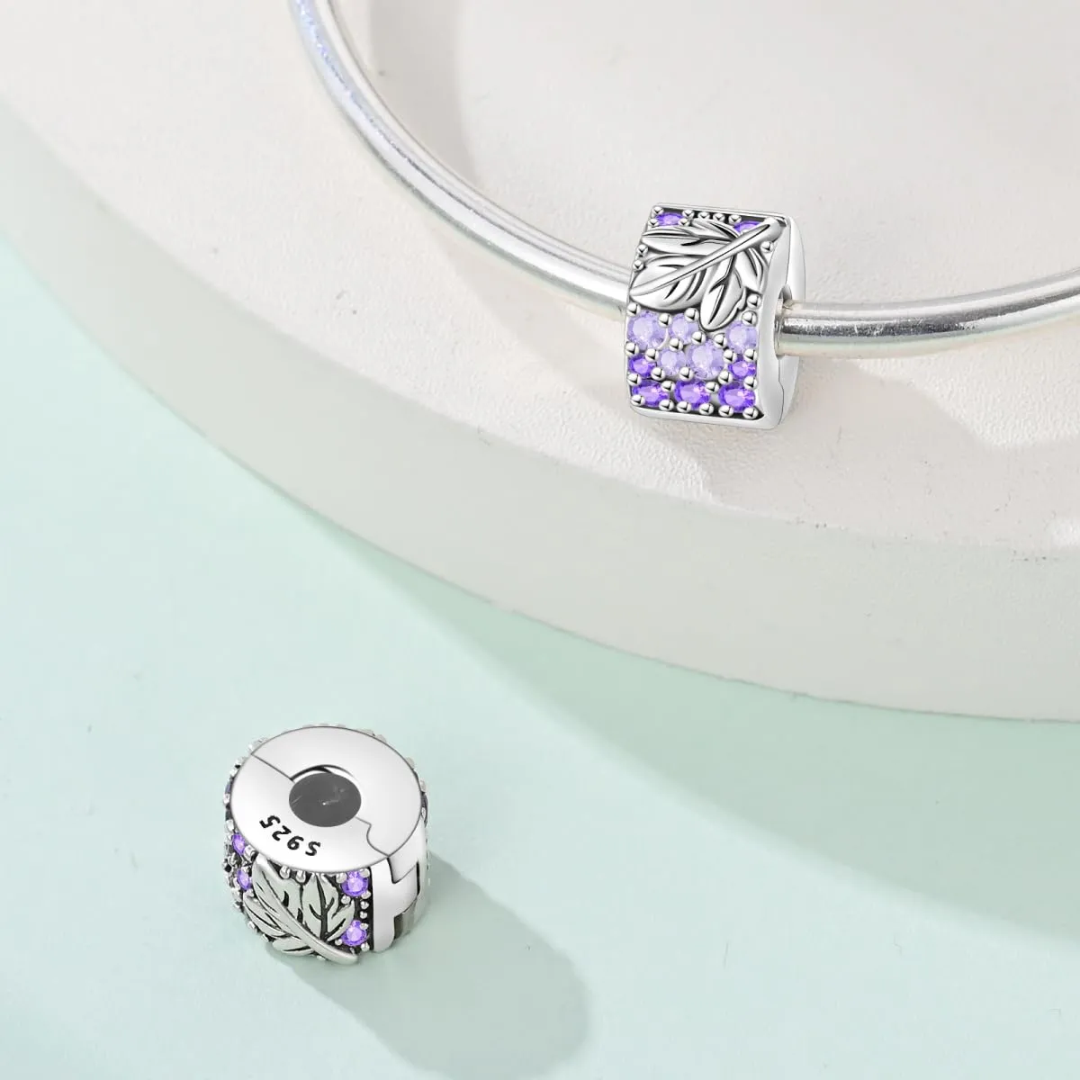 TINSLO Bead Charm in Argento Sterling 925 con Cubic Zirconia, Compatibile con Braccialetti e Collane Europei - immagine 2