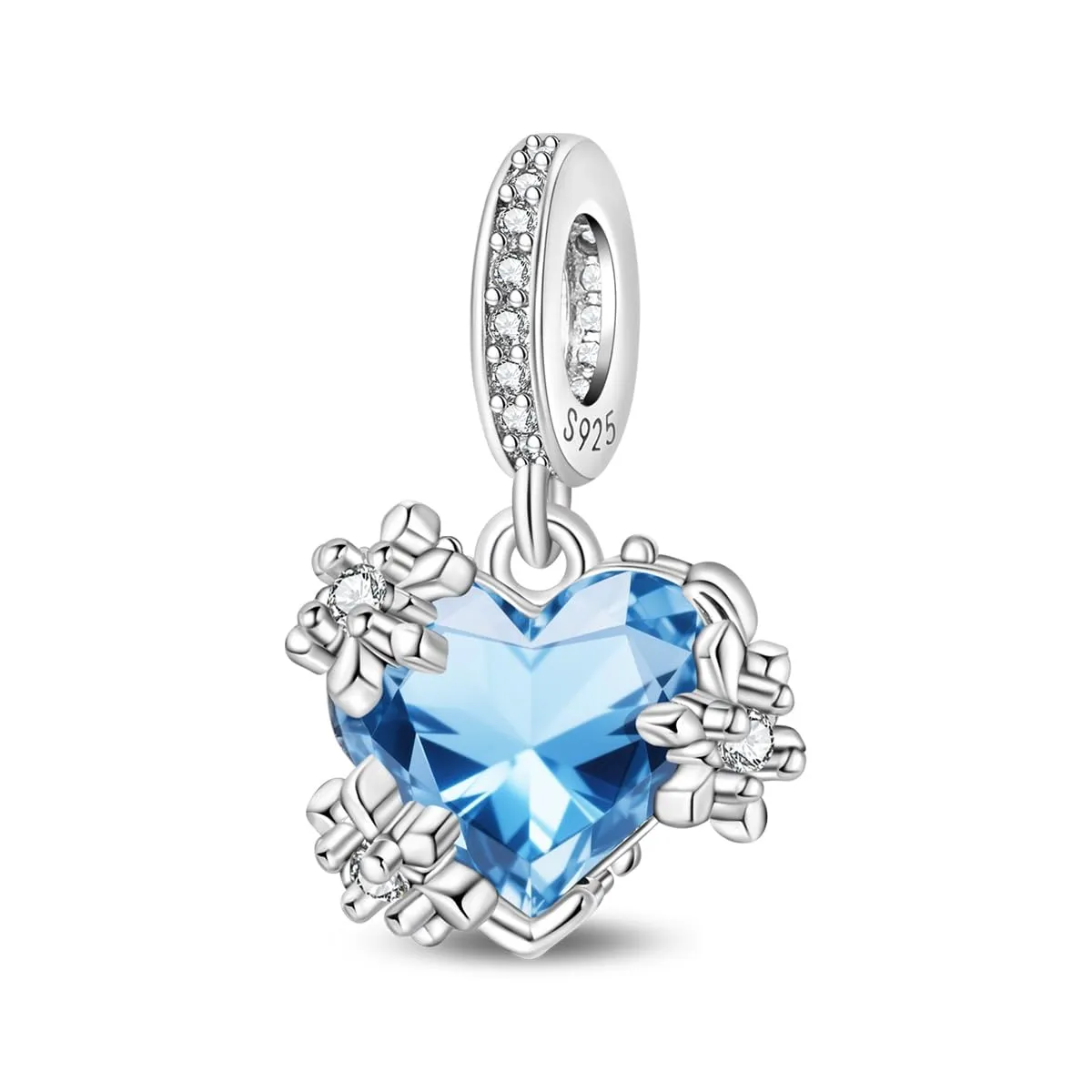 KUNSIR Bead Charm in Argento Sterling 925 con Cubic Zirconia, Compatibile con Braccialetti e Collane Europei - immagine 1