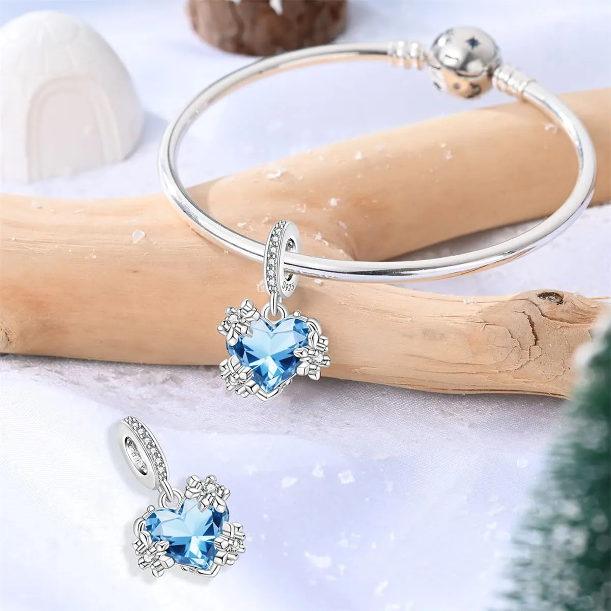 KUNSIR Bead Charm in Argento Sterling 925 con Cubic Zirconia, Compatibile con Braccialetti e Collane Europei - immagine 3