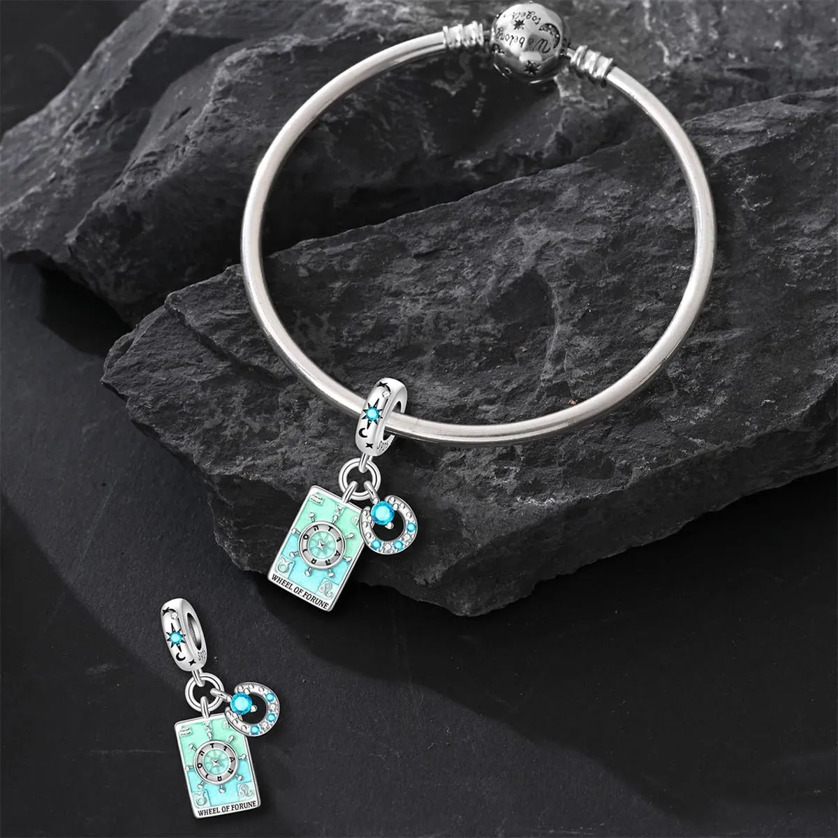 KUNSIR Bead Charm in Argento Sterling 925 con Cubic Zirconia, Compatibile con Braccialetti e Collane Europei - immagine 3