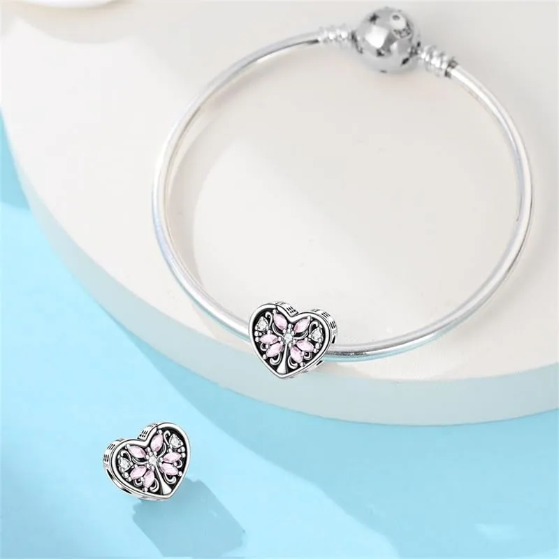 KUNSIR Bead Charm in Argento Sterling 925 con Cubic Zirconia, Compatibile con Braccialetti e Collane Europei - immagine 3