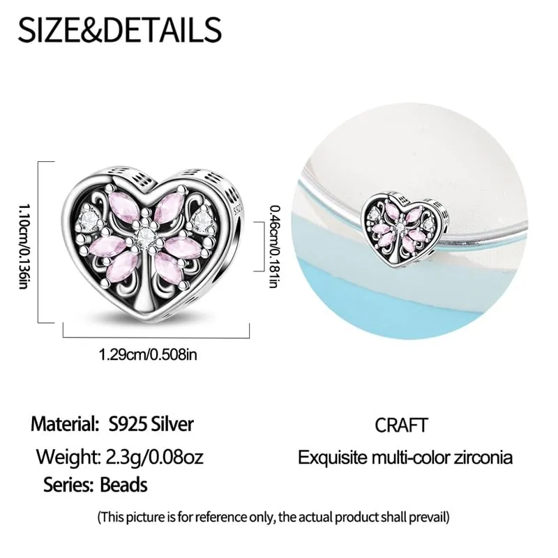 KUNSIR Bead Charm in Argento Sterling 925 con Cubic Zirconia, Compatibile con Braccialetti e Collane Europei - immagine 5