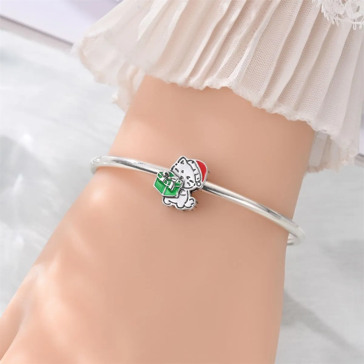 TINSLO Bead Charm Ciondolo Argento Sterling 925 con Cubic Zirconia per Braccialetti e Collane Pandora e Europei - immagine 4