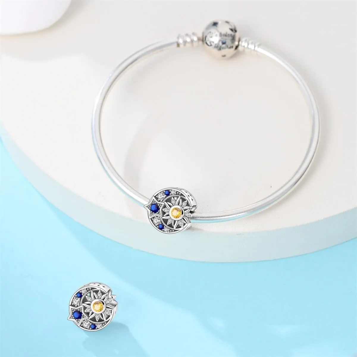 TINSLO Bead Charm Ciondolo Argento Sterling 925 con Cubic Zirconia per Braccialetti e Collane Europei - immagine 3