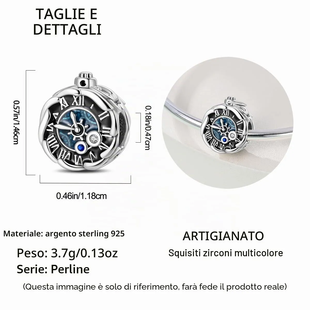 TINSLO Bead Charm in Argento Sterling 925 con Cubic Zirconia, Compatibile con Braccialetti e Collane Europei - immagine 5