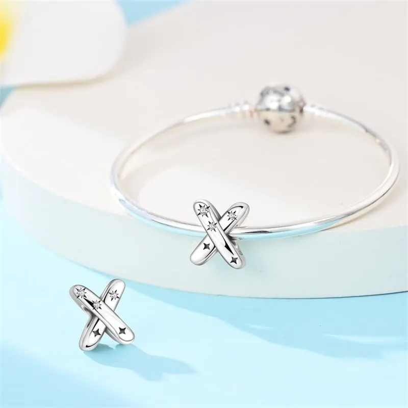 TINSLO Bead Charm Argento Sterling 925 Lettere con Cubic Zirconia per Braccialetti e Collane Pandora e Europei - immagine 3
