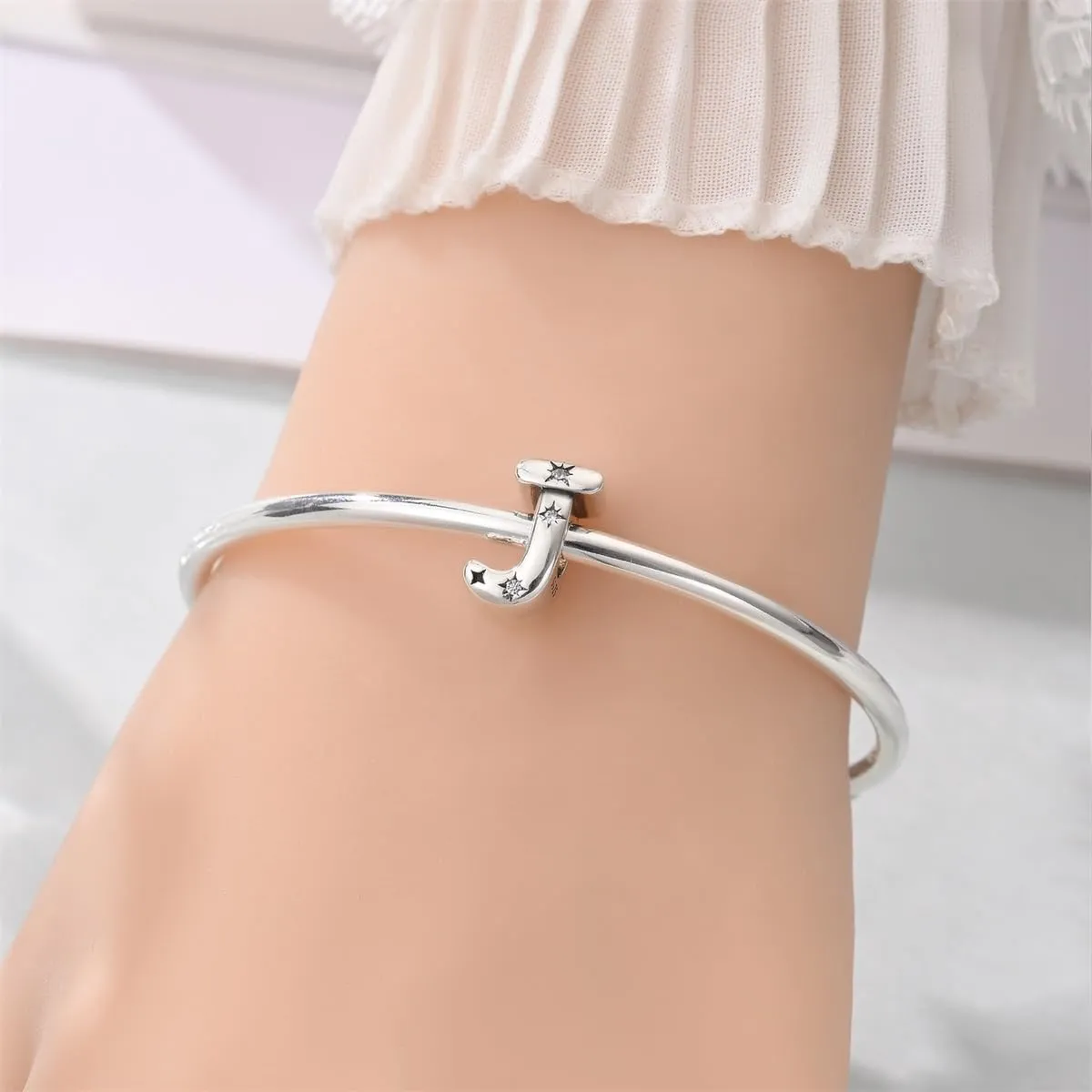 TINSLO Bead Charm in Argento Sterling 925 con Lettere e Cubic Zirconia, Compatibile con Braccialetti e Collane Pandora e Europei - immagine 4
