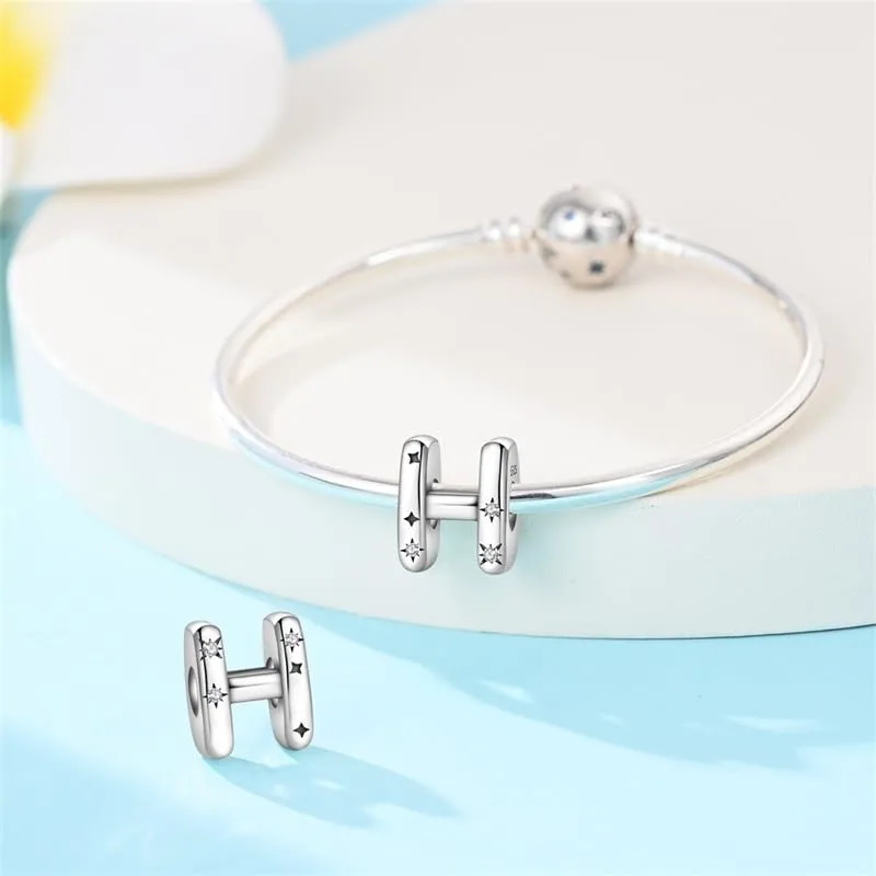 TINSLO Bead Charm Argento Sterling 925 Lettere con Cubic Zirconia per Pandora Braccialetti e Collane Europee - immagine 3