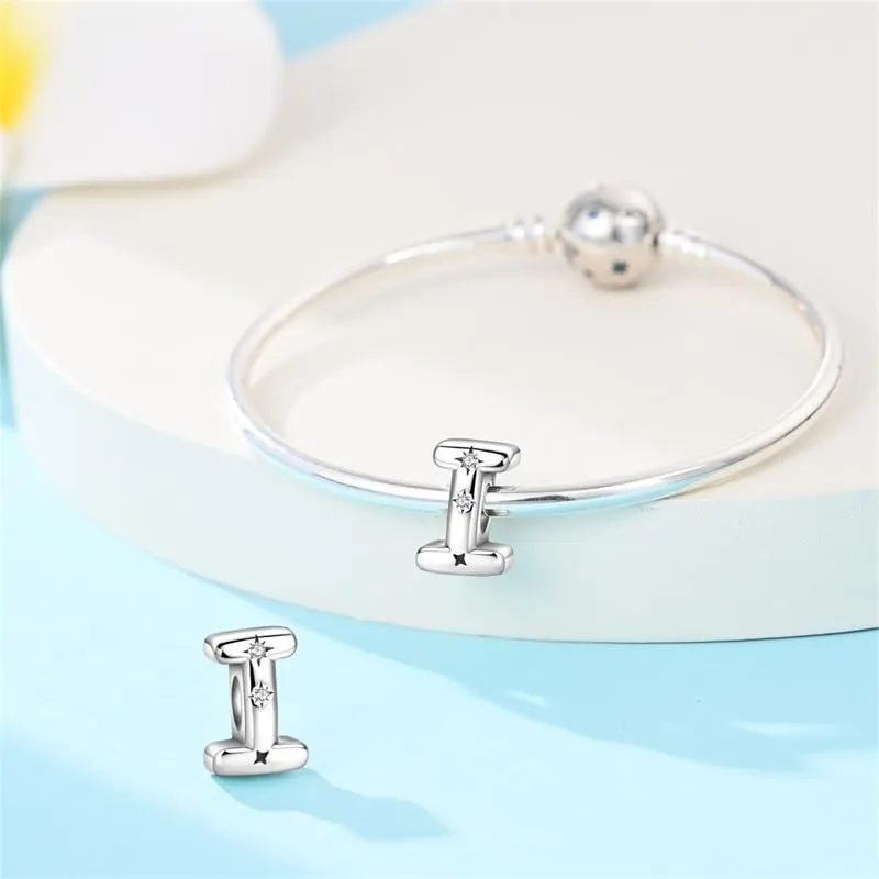TINSLO Bead Charm Lettere in Argento Sterling 925 con Cubic Zirconia, compatibile con braccialetti e collane europei - immagine 3