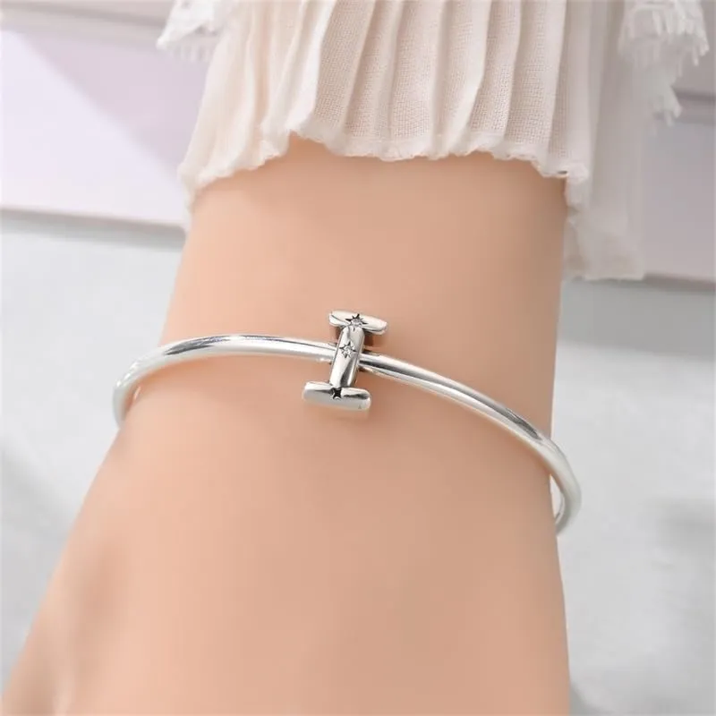 TINSLO Bead Charm Lettere in Argento Sterling 925 con Cubic Zirconia, compatibile con braccialetti e collane europei - immagine 4