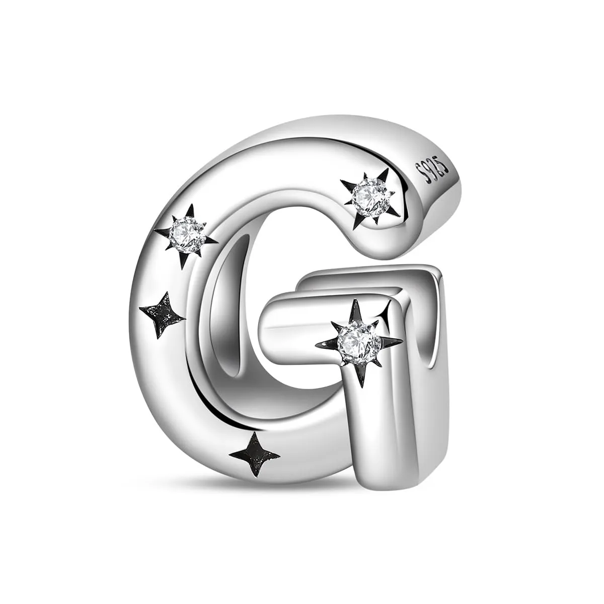 TINSLO Bead Charm Argento Sterling 925 Lettere con Cubic Zirconia per Braccialetti e Collane Pandora e Europei - immagine 1