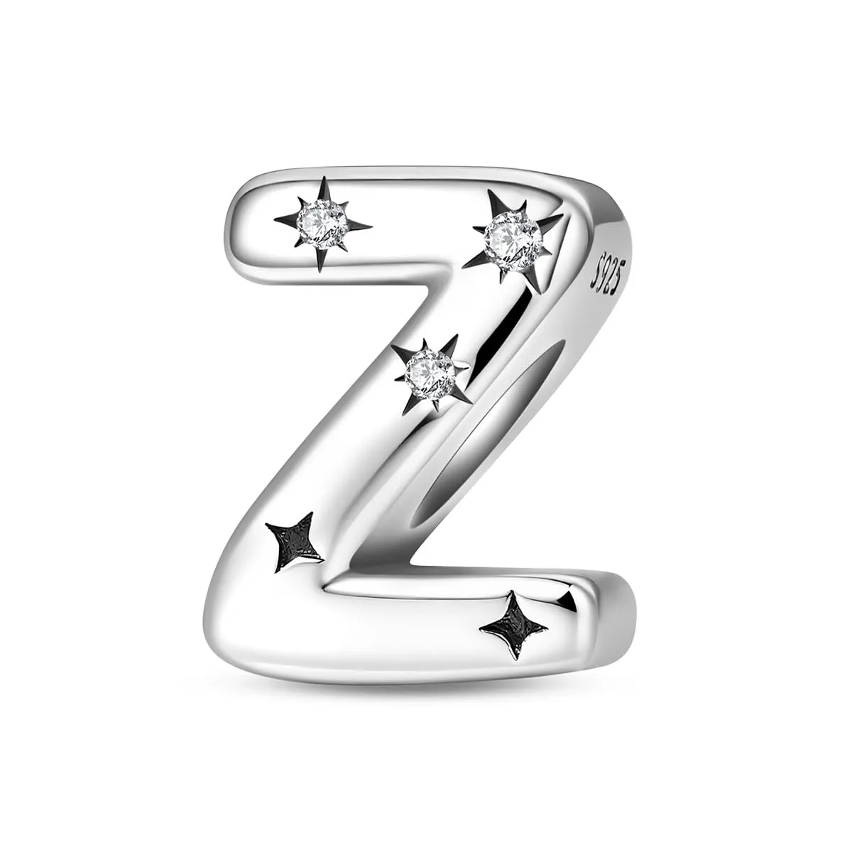 TINSLO Bead Charm Argento Sterling 925 Lettere con Cubic Zirconia per Braccialetti e Collane Europei - immagine 1