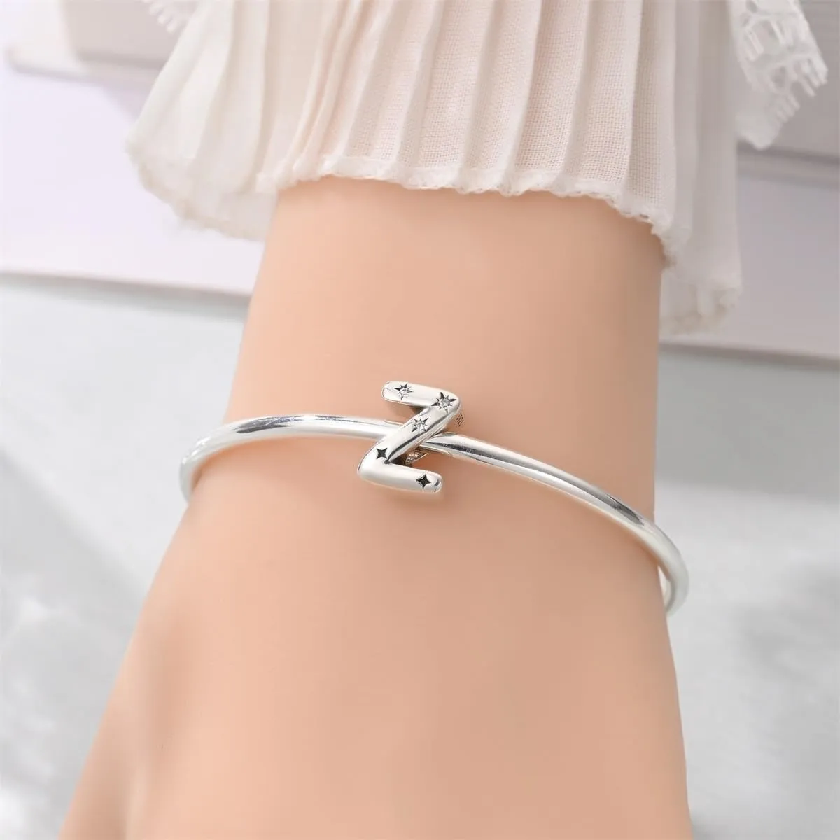 TINSLO Bead Charm Argento Sterling 925 Lettere con Cubic Zirconia per Braccialetti e Collane Europei - immagine 4