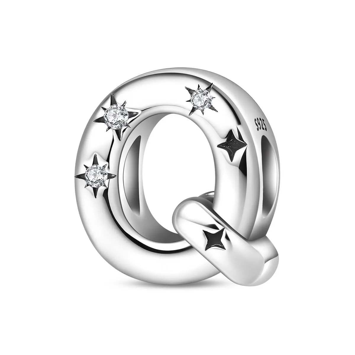TINSLO Bead Charm Argento Sterling 925 Lettere con Cubic Zirconia per Braccialetti e Collane Europei - immagine 1