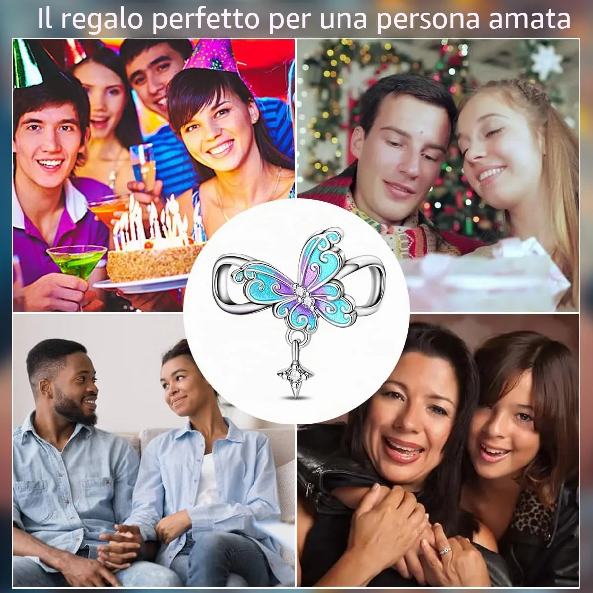 TINSLO Bead Charm in Argento Sterling 925 con Cubic Zirconia, Compatibile con Braccialetti e Collane Pandora e Europei - immagine 6