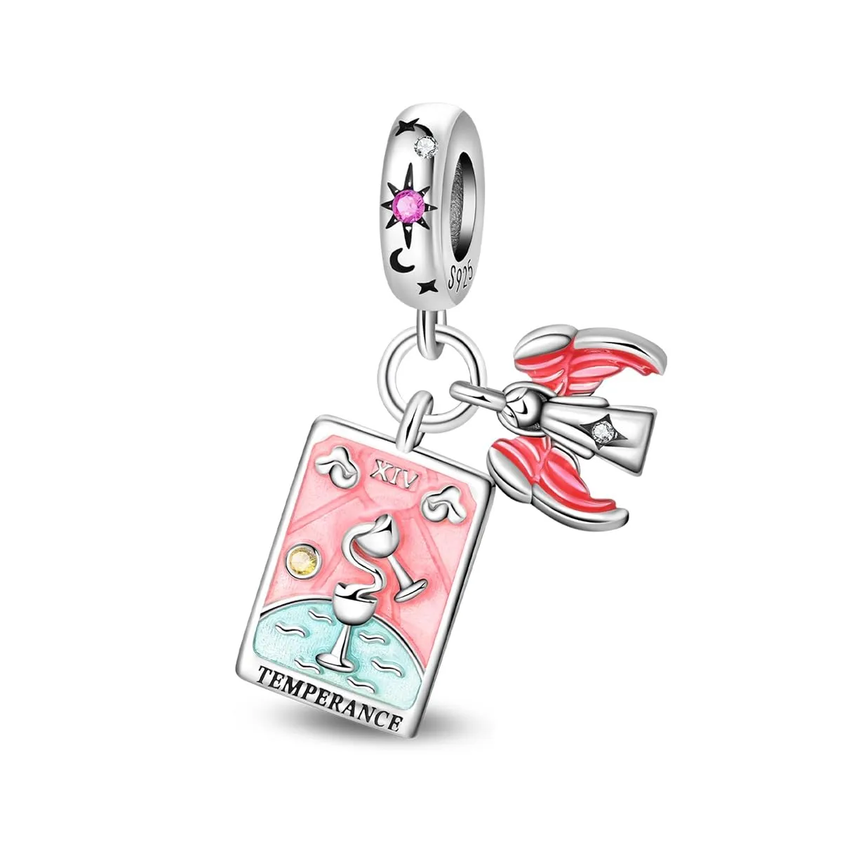 TINSLO Bead Charm Ciondolo Argento Sterling 925 con Cubic Zirconia per Braccialetti e Collane Europei - immagine 1