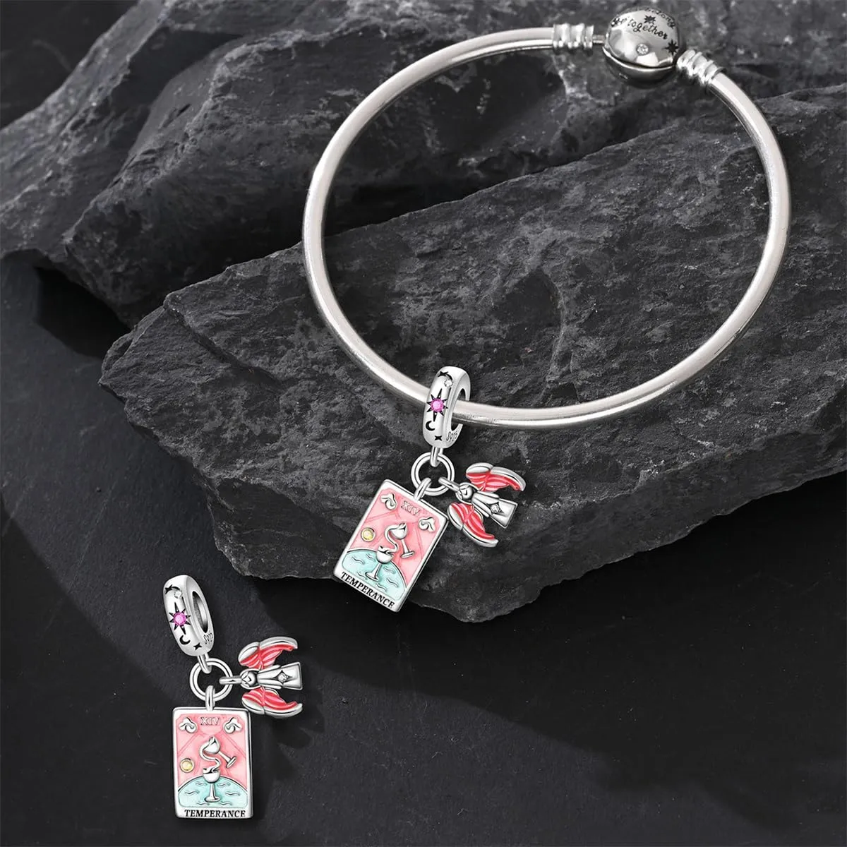 TINSLO Bead Charm Ciondolo Argento Sterling 925 con Cubic Zirconia per Braccialetti e Collane Europei - immagine 3