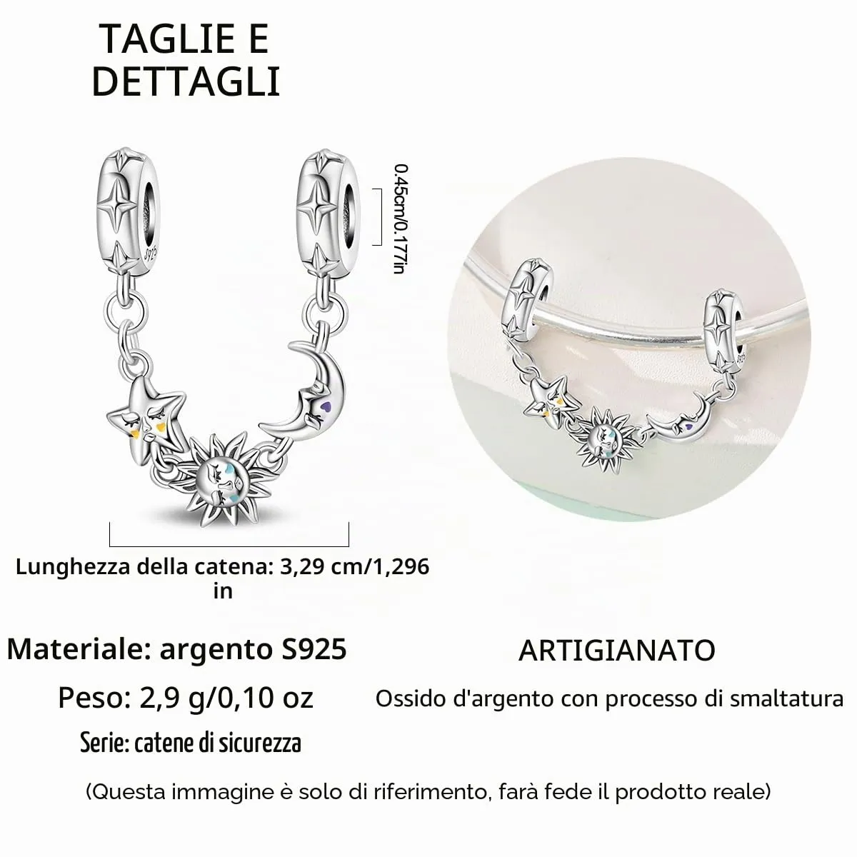 TINSLO Bead Charm in Argento Sterling 925 con Cubic Zirconia, Compatibile con Braccialetti e Collane Pandora e Europei - immagine 5