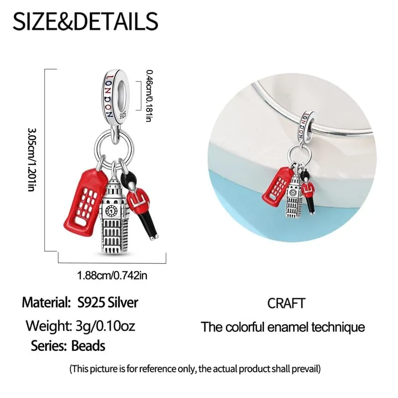 Pandach Bead Charm Ciondolo Argento Sterling 925 con Cubic Zirconia per Braccialetti e Collane Europei - immagine 5