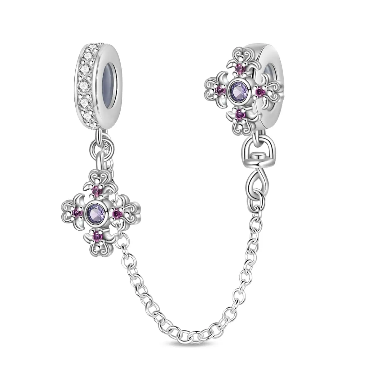 KUNSIR Bead Charm in Argento Sterling 925 con Cubic Zirconia, Compatibile con Braccialetti e Collane Europei - immagine 1