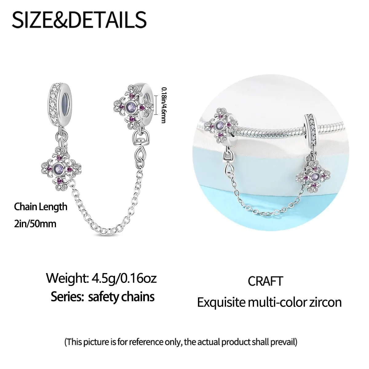 KUNSIR Bead Charm in Argento Sterling 925 con Cubic Zirconia, Compatibile con Braccialetti e Collane Europei - immagine 5