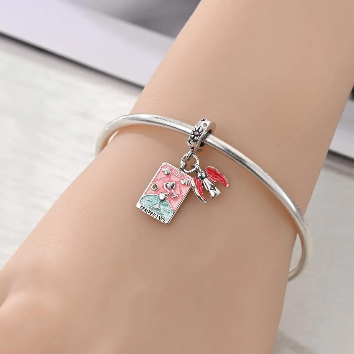 KUNSIR Bead Charm in Argento Sterling 925 con Cubic Zirconia per Braccialetti e Collane Europei - immagine 4