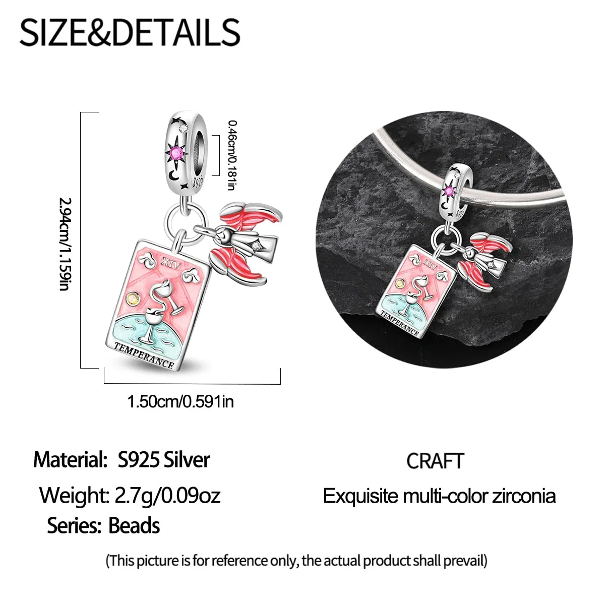 KUNSIR Bead Charm in Argento Sterling 925 con Cubic Zirconia per Braccialetti e Collane Europei - immagine 5