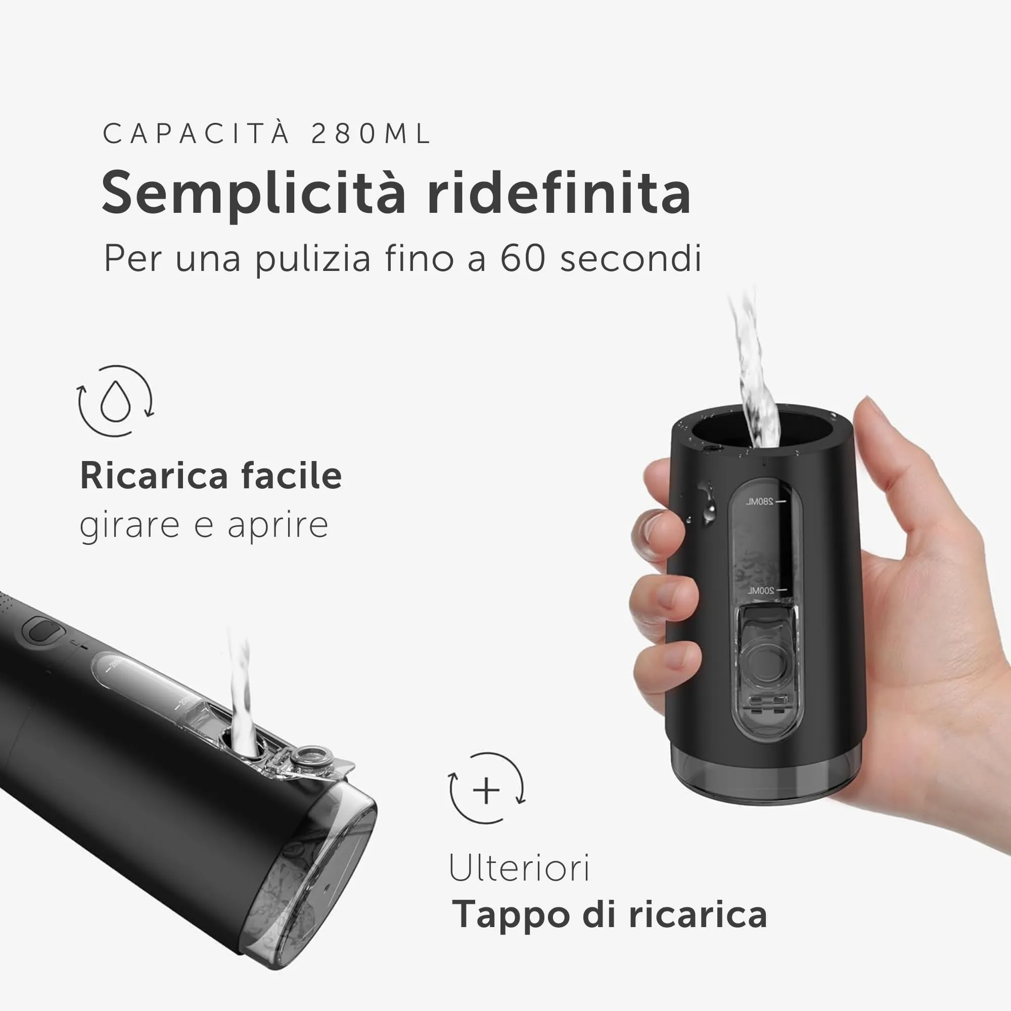 WonderSmile Irrigatore Orale Pro, SmoothFlow, 5 Modalità, Ultimate Black - immagine 6