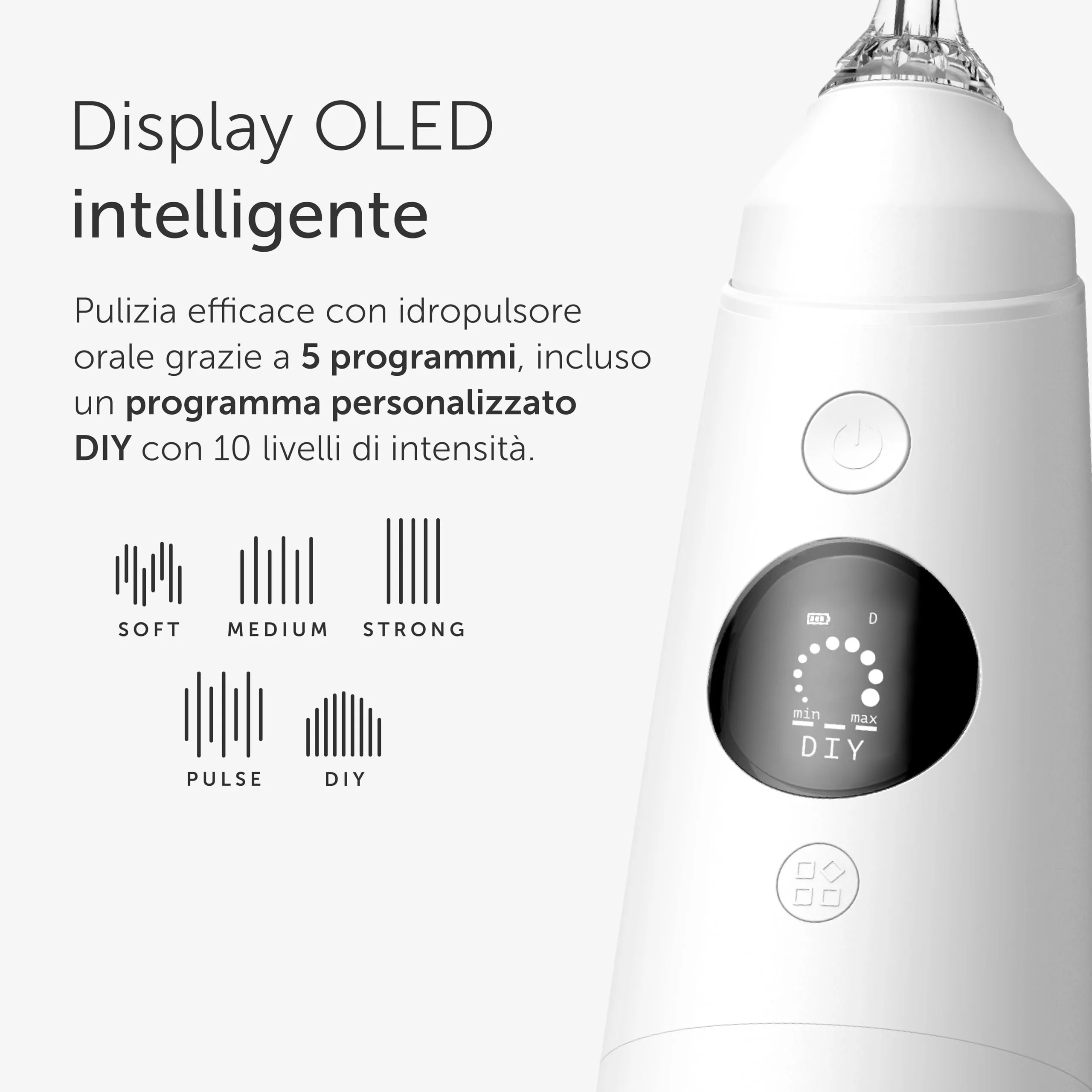 WonderSmile Irrigatore Orale Pro SmoothFlow, 5 modalità, Batteria 30 giorni, All White - immagine 4