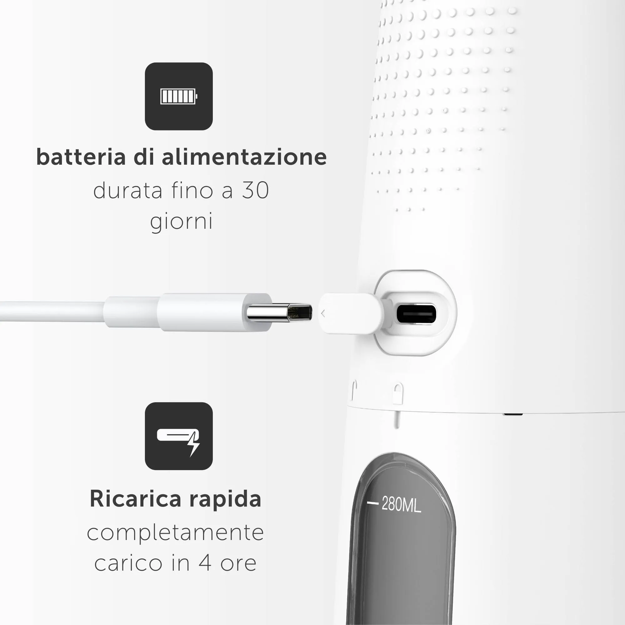 WonderSmile Irrigatore Orale Pro SmoothFlow, 5 modalità, Batteria 30 giorni, All White - immagine 5