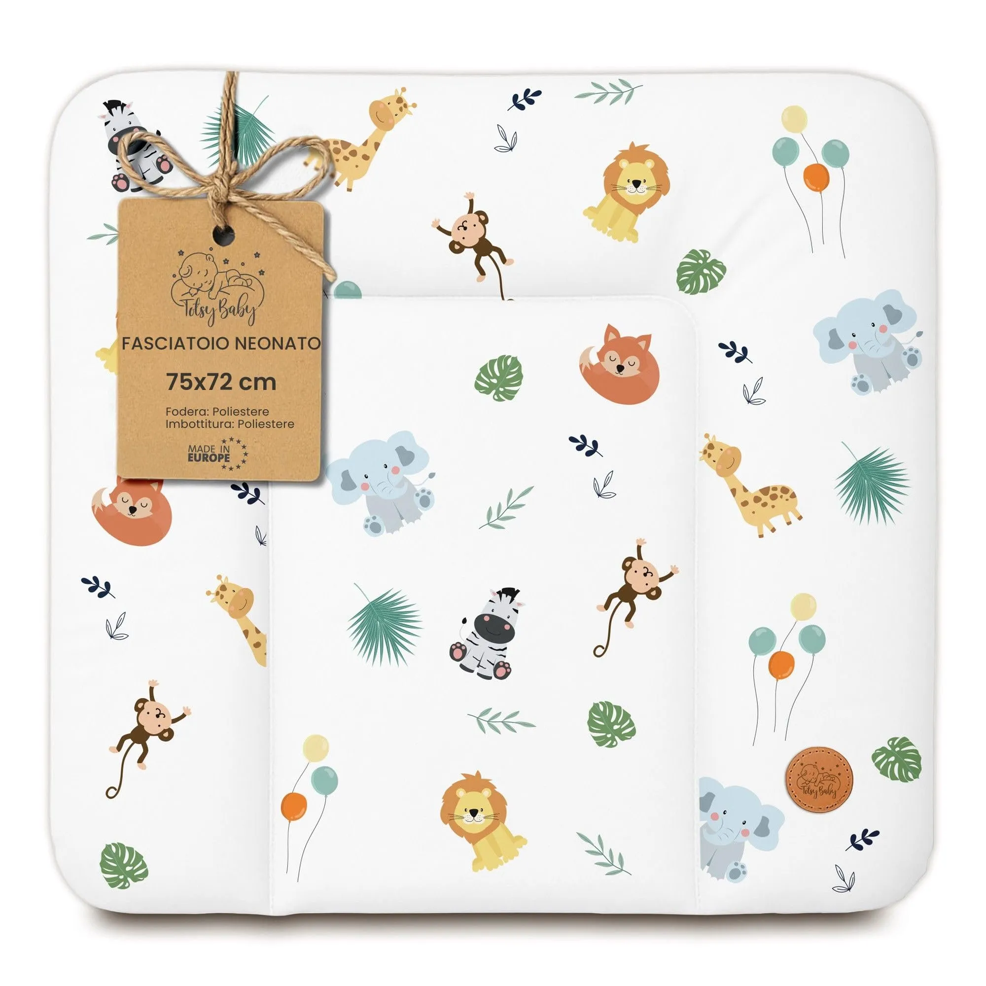 Totsy Baby Tappetino da Fasciatoio Impermeabile, 75 x 72 cm, Safari - immagine 1