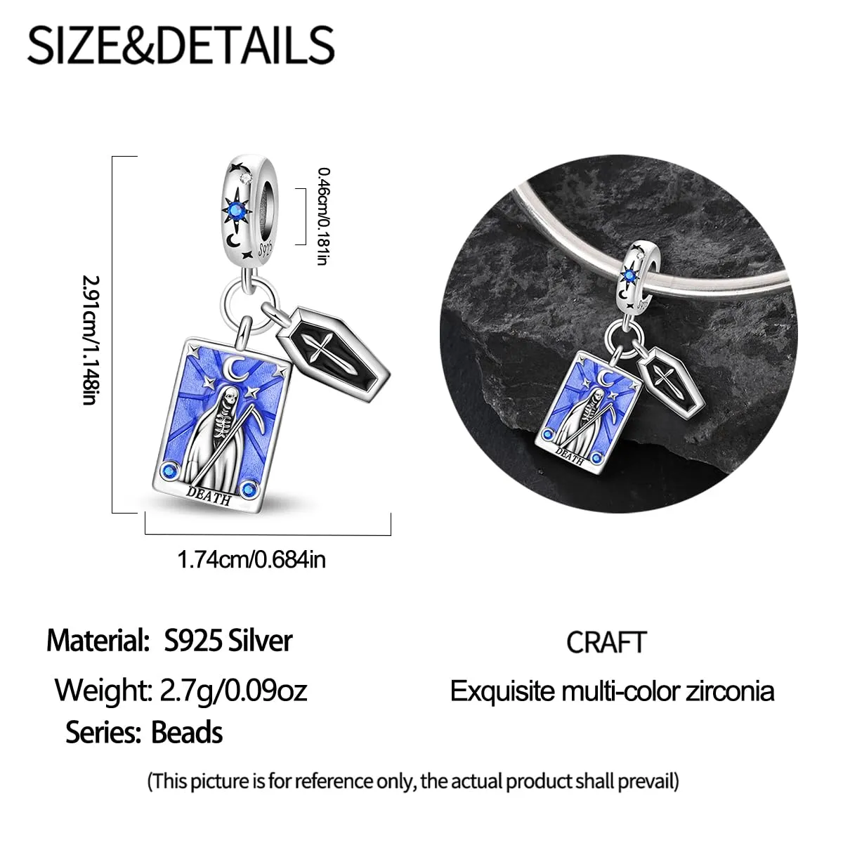 KUNSIR Ciondolo in Argento Sterling 925 con Cubic Zirconia, Compatibile con Braccialetti e Collane Europei - immagine 5