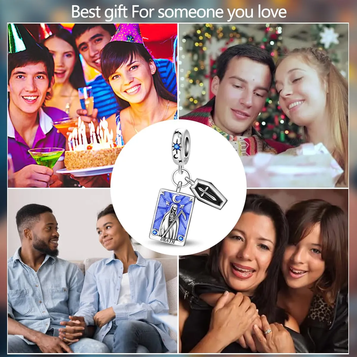 KUNSIR Ciondolo in Argento Sterling 925 con Cubic Zirconia, Compatibile con Braccialetti e Collane Europei - immagine 6
