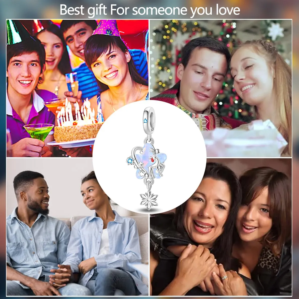 TINSLO Bead Charm in Argento Sterling 925 con Cubic Zirconia, Compatibile con Braccialetti e Collane Pandora e Europei - immagine 6