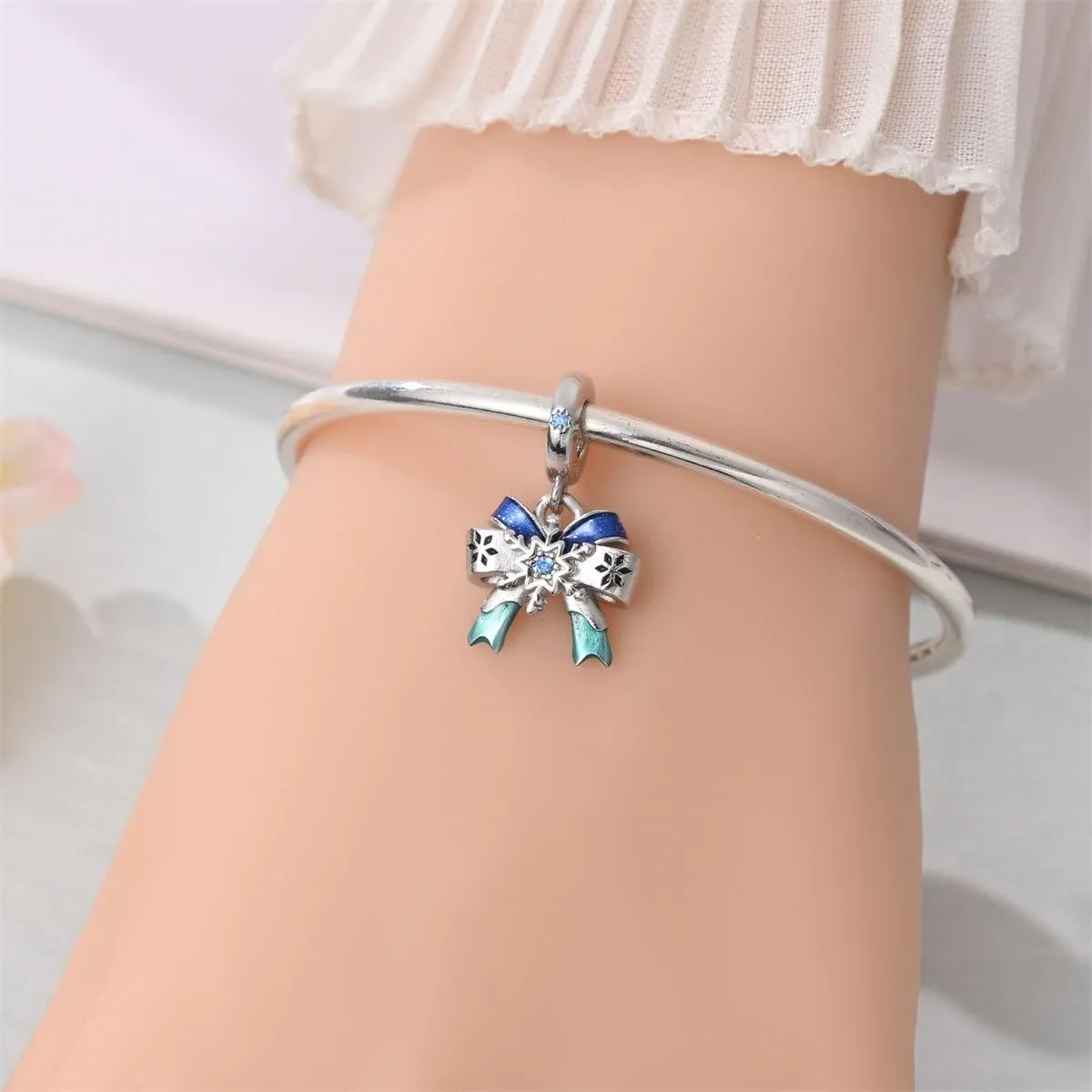 TINSLO Bead Charm in Argento Sterling 925 con Cubic Zirconia per Braccialetti e Collane Pandora e Europei - immagine 4
