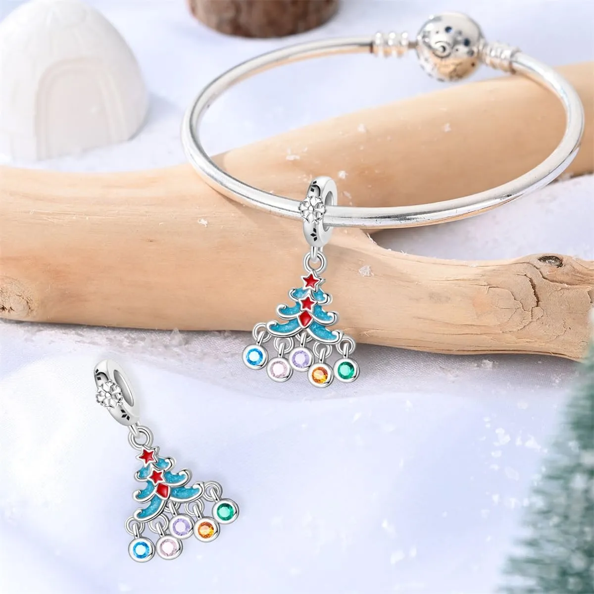 TINSLO Bead Charm in Argento Sterling 925 con Cubic Zirconia, Compatibile con Braccialetti e Collane Pandora e Europei - immagine 3