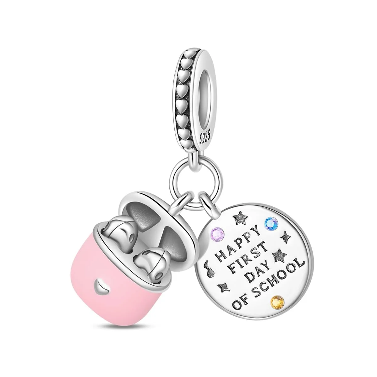 TINSLO Bead Charm Argento Sterling 925 con Cubic Zirconia per Braccialetti e Collane Europei - immagine 1