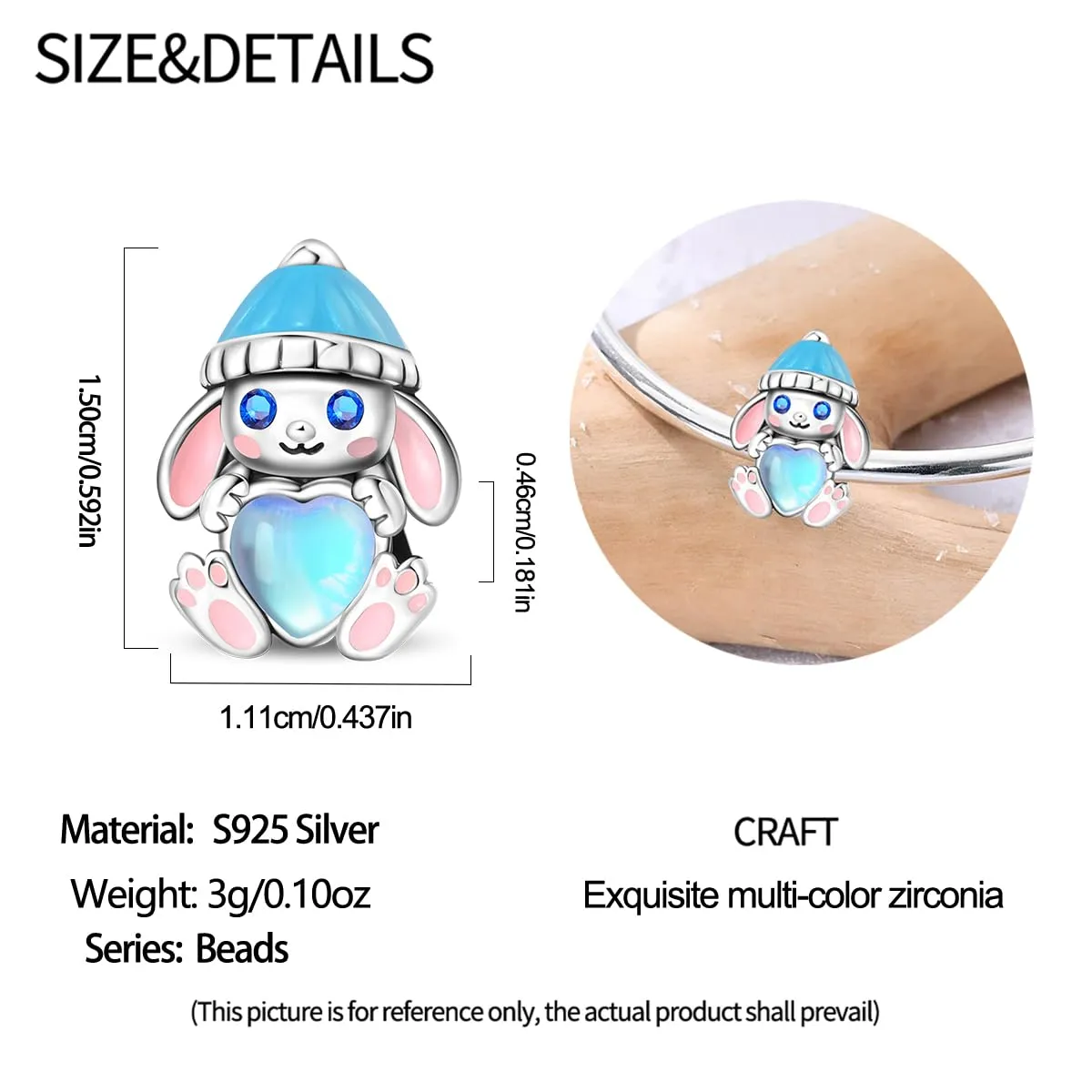 TINSLO Bead Charm Ciondolo Argento Sterling 925 con Cubic Zirconia per Braccialetti e Collane Europee - immagine 5