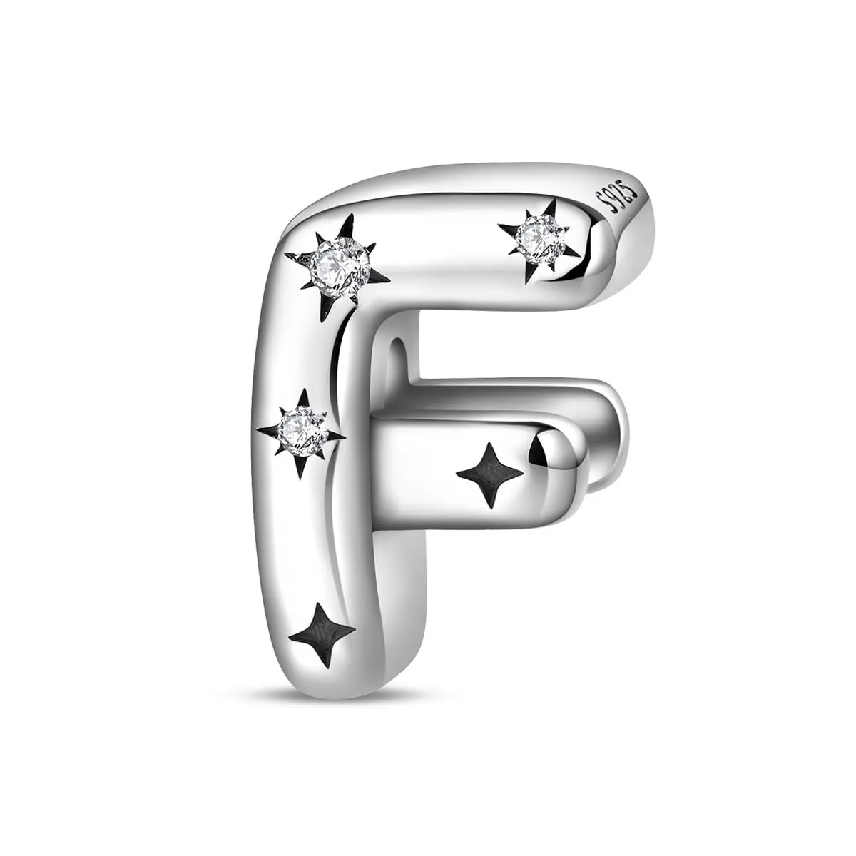 TINSLO Bead Charm Argento Sterling 925 Lettere con Cubic Zirconia per Braccialetti e Collane Europei - immagine 1