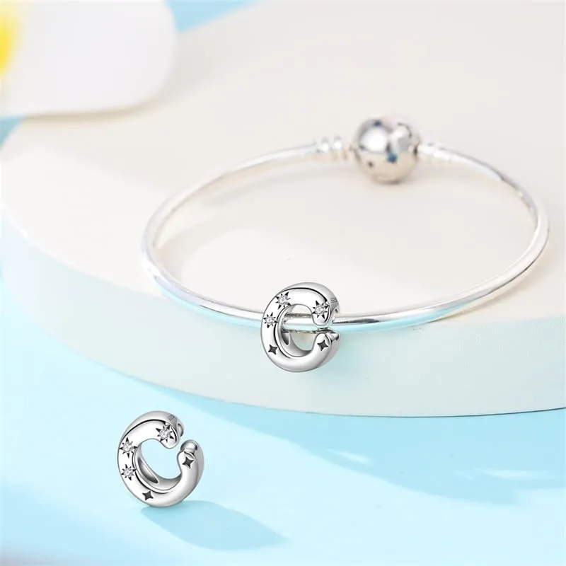TINSLO Argento Sterling 925 Lettere Bead Charm con Cubic Zirconia per Braccialetti e Collane Europei - immagine 3