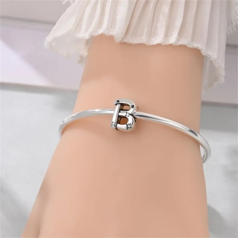 TINSLO Bead Charm Lettere in Argento Sterling 925 con Cubic Zirconia per Braccialetti e Collane Pandora e Europei - immagine 4