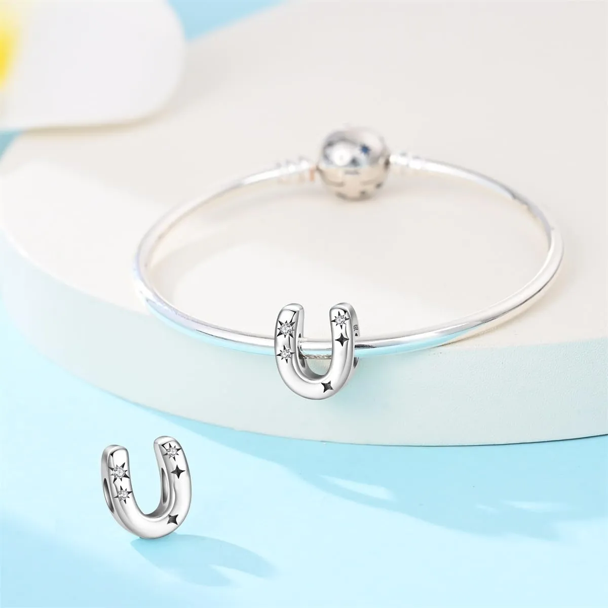 TINSLO Bead Charm Argento Sterling 925 Lettere con Cubic Zirconia per Braccialetti e Collane Europei - immagine 3