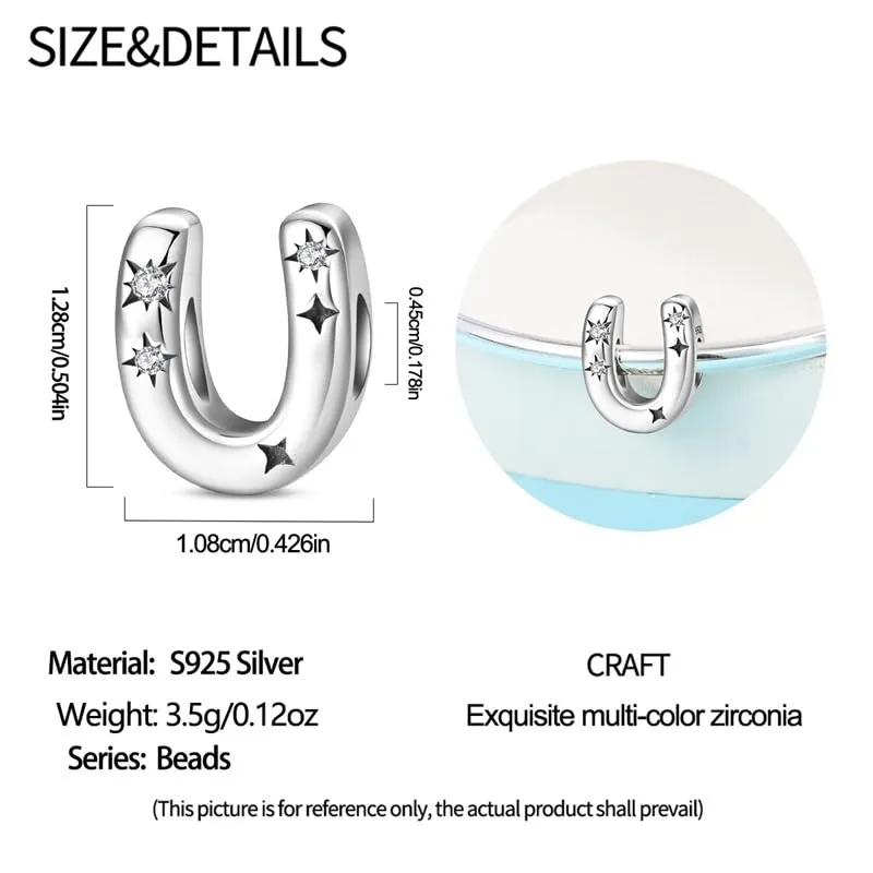 TINSLO Bead Charm Argento Sterling 925 Lettere con Cubic Zirconia per Braccialetti e Collane Europei - immagine 5