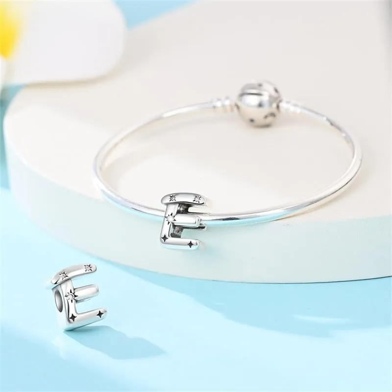 TINSLO Bead Charm Lettere in Argento Sterling 925 con Cubic Zirconia per Braccialetti e Collane Pandora e Europei - immagine 3