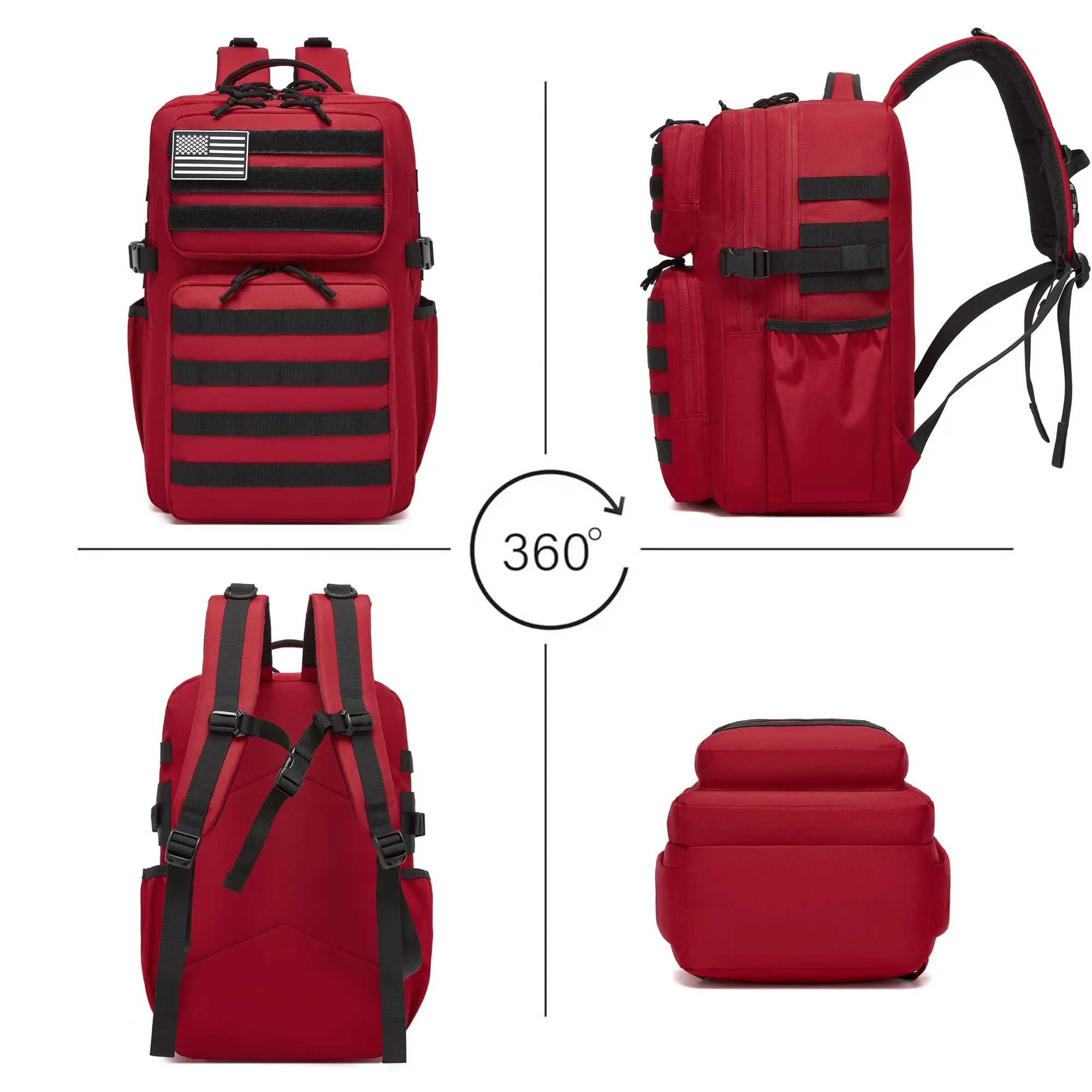 Wotony Zaino Tattico Militare Impermeabile, Sistema Molle, 35L, Solidi Getaway - immagine 5