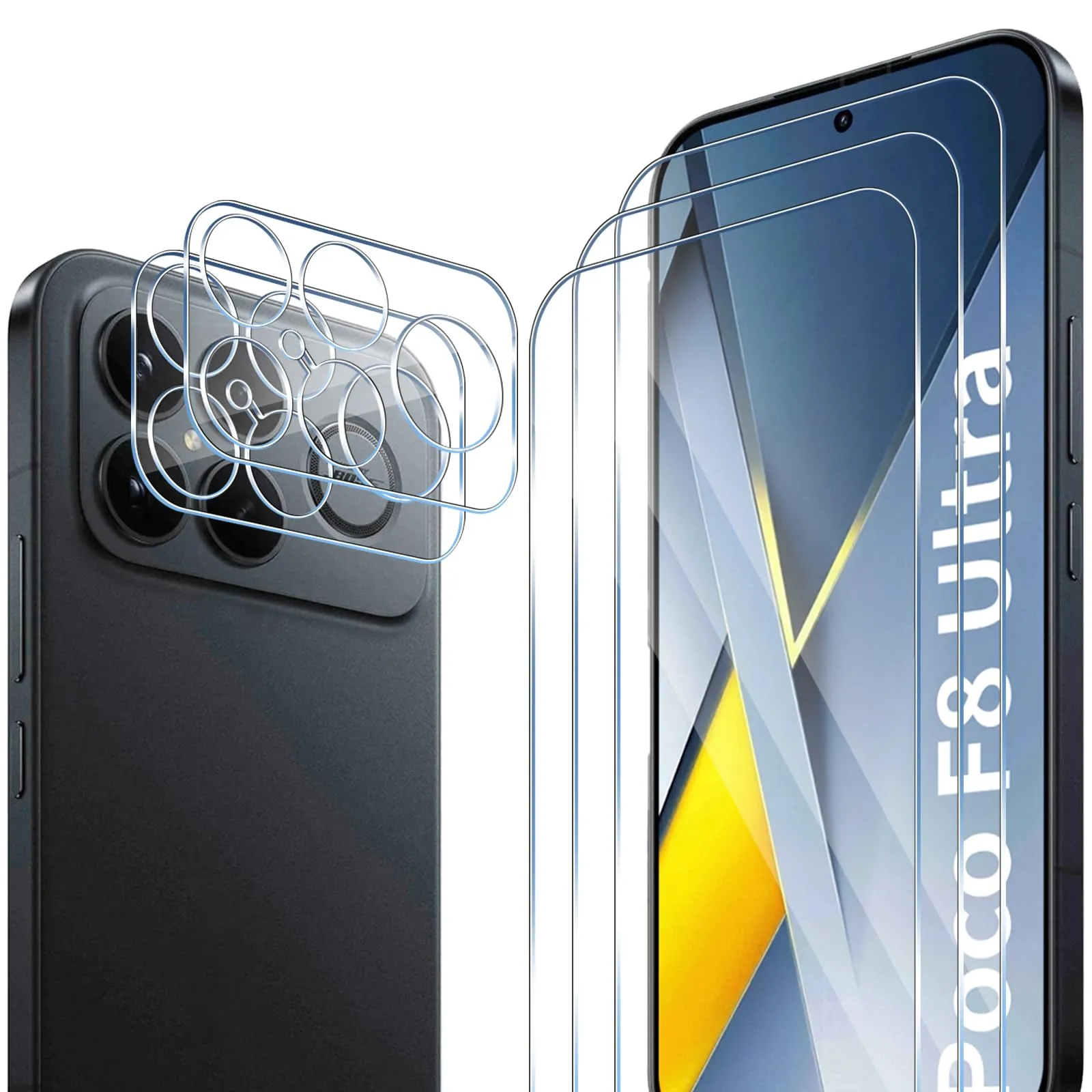 ELYCO Vetro Temperato per Xiaomi POCO F8 Ultra, 3+2 Pezzi - immagine 1