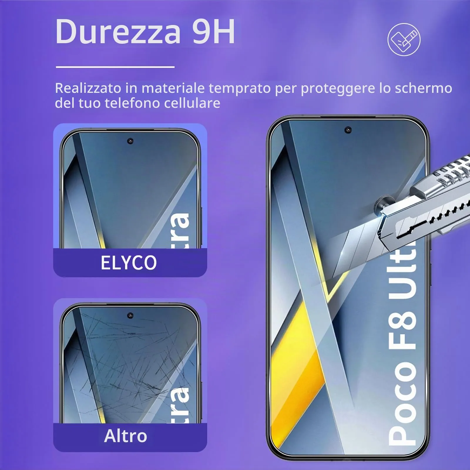 ELYCO Vetro Temperato per Xiaomi POCO F8 Ultra, 3+2 Pezzi - immagine 3