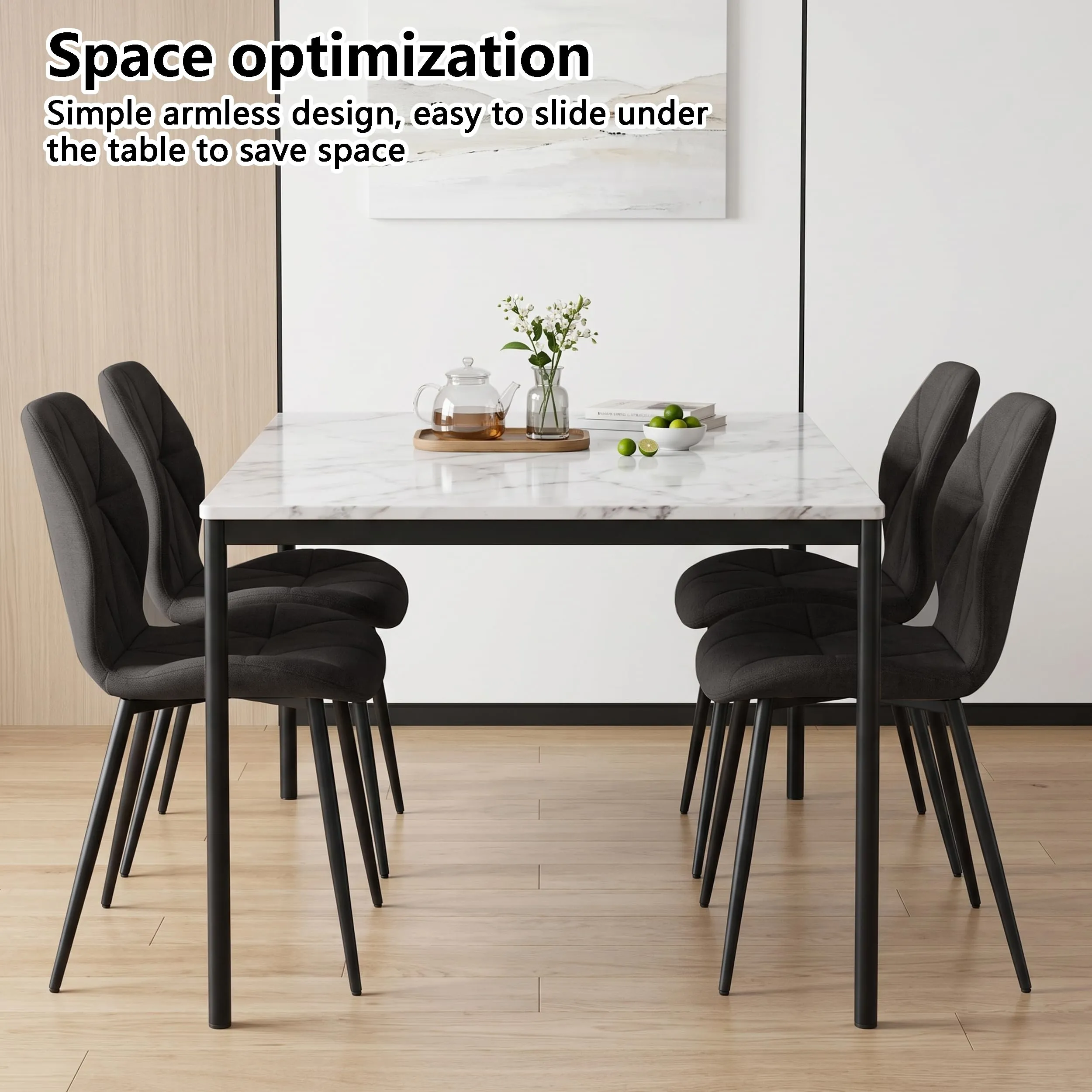 GrandCA HOME Set di 2 Sedie da Pranzo Imbottite Nordiche con Gambe in Metallo, Nero-R - immagine 9